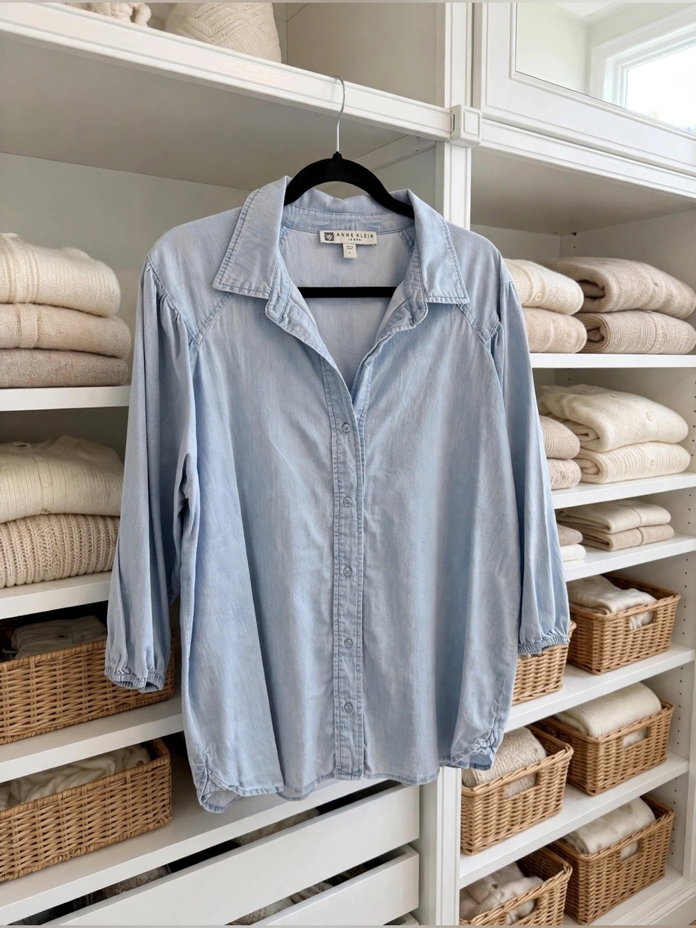 Anne Klein Pale Blue Casual Button-Down Shirt